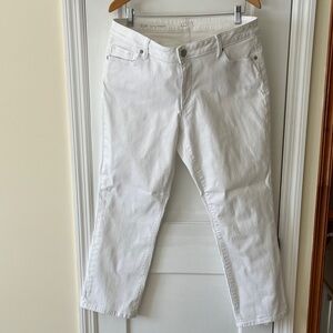 LOFT Curvy Cotton Straight Jeans Womens 32/14 White Pockets Beach Cruise